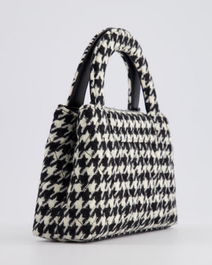 *HOT* Chanel Small Kelly Shopping Bag in Black 
White Wool Houndstooth with Brushed Antique Gold Hardware