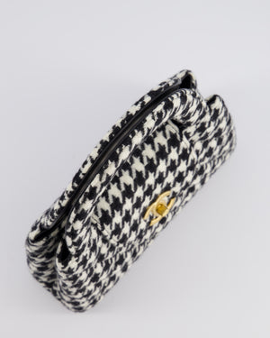 *HOT* Chanel Small Kelly Shopping Bag in Black 
White Wool Houndstooth with Brushed Antique Gold Hardware