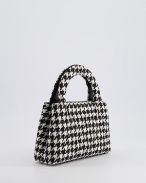 *HOT* Chanel Small Kelly Shopping Bag in Black 
White Wool Houndstooth with Brushed Antique Gold Hardware