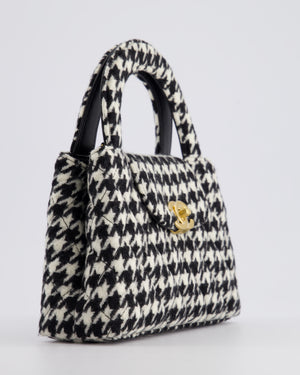 *HOT* Chanel Small Kelly Shopping Bag in Black 
White Wool Houndstooth with Brushed Antique Gold Hardware