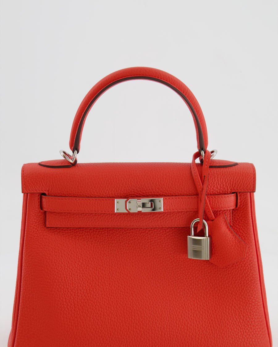 Hermès Kelly 25cm Retourne Bag in Capucine Togo Leather with Palladium Hardware