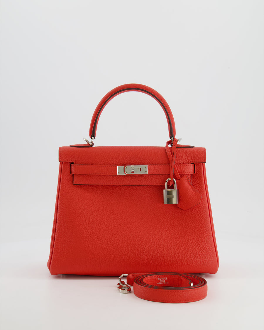 Hermès Kelly 25cm Retourne Bag in Capucine Togo Leather with Palladium Hardware