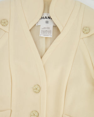 Chanel Cream Wool Jacket with Textured CC Button Details Size FR 38 (UK 10)