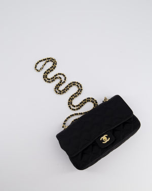 *HOT* Chanel Satin Black Single Mini Flap Bag with Champagne Gold Hardware