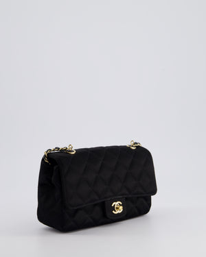 *HOT* Chanel Satin Black Single Mini Flap Bag with Champagne Gold Hardware