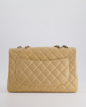 Chanel Beige Jumbo Classic Single Flap Bag in Caviar Leather with Silver Hardware