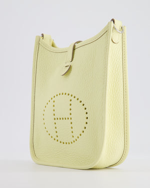 Hermès Mini Evelyne Bag in Jaune Milton Clemence Leather with Palladium Hardware