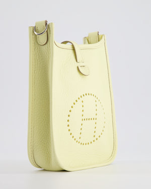 Hermès Mini Evelyne Bag in Jaune Milton Clemence Leather with Palladium Hardware