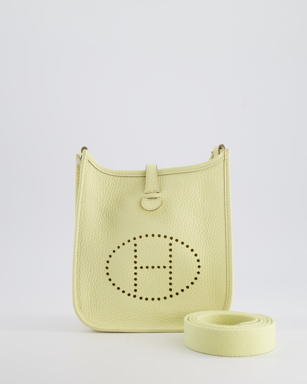 Hermès Mini Evelyne Bag in Jaune Milton Clemence Leather with Palladium Hardware