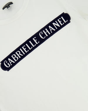 Chanel White Short Sleeve Top with Gabrielle Chanel Logo Size FR 38 (UK 10)