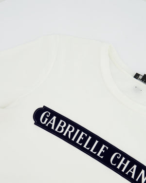 Chanel White Short Sleeve Top with Gabrielle Chanel Logo Size FR 38 (UK 10)