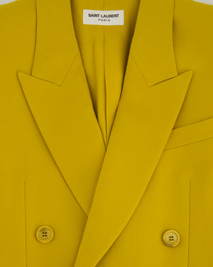 Saint Laurent Mustard Yellow Double Breasted Long Blazer FR 34 (UK 6)