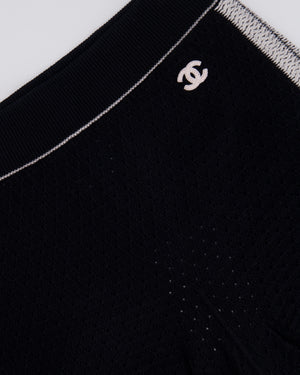 Chanel Black and White Crochet Knit High-Waist Short with CC Logo Detail Size FR 36 (UK 8)