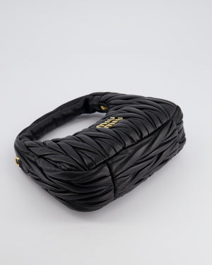 Miu Miu Small Black Wander Matelassé Nappa Leather Hobo Bag with Gold Hardware RRP £1,930