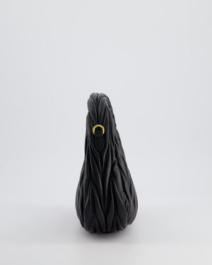 Miu Miu Small Black Wander Matelassé Nappa Leather Hobo Bag with Gold Hardware RRP £1,930