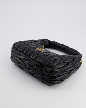 Miu Miu Small Black Wander Matelassé Nappa Leather Hobo Bag with Gold Hardware RRP £1,930