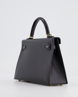 *SUPER RARE* Hermès Mini Kelly II 20cm Touch Bag in Noir Madame and Lizard Leather with Gold Hardware