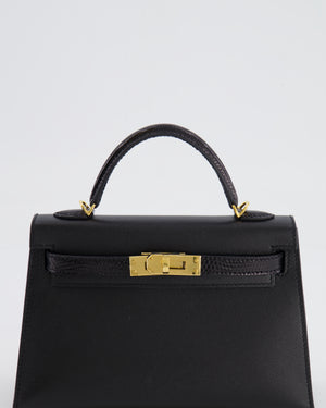 *SUPER RARE* Hermès Mini Kelly II 20cm Touch Bag in Noir Madame and Lizard Leather with Gold Hardware