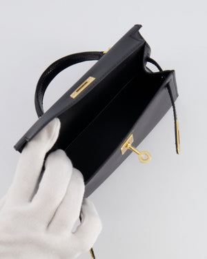 *SUPER RARE* Hermès Mini Kelly II 20cm Touch Bag in Noir Madame and Lizard Leather with Gold Hardware