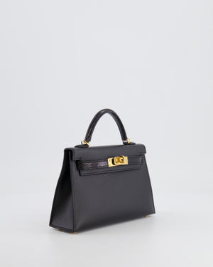 *SUPER RARE* Hermès Mini Kelly II 20cm Touch Bag in Noir Madame and Lizard Leather with Gold Hardware