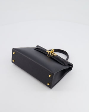 *SUPER RARE* Hermès Mini Kelly II 20cm Touch Bag in Noir Madame and Lizard Leather with Gold Hardware