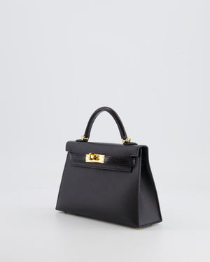 *SUPER RARE* Hermès Mini Kelly II 20cm Touch Bag in Noir Madame and Lizard Leather with Gold Hardware