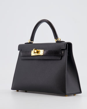 *SUPER RARE* Hermès Mini Kelly II 20cm Touch Bag in Noir Madame and Lizard Leather with Gold Hardware