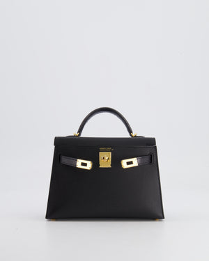 *SUPER RARE* Hermès Mini Kelly II 20cm Touch Bag in Noir Madame and Lizard Leather with Gold Hardware