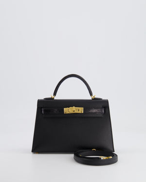 *SUPER RARE* Hermès Mini Kelly II 20cm Touch Bag in Noir Madame and Lizard Leather with Gold Hardware