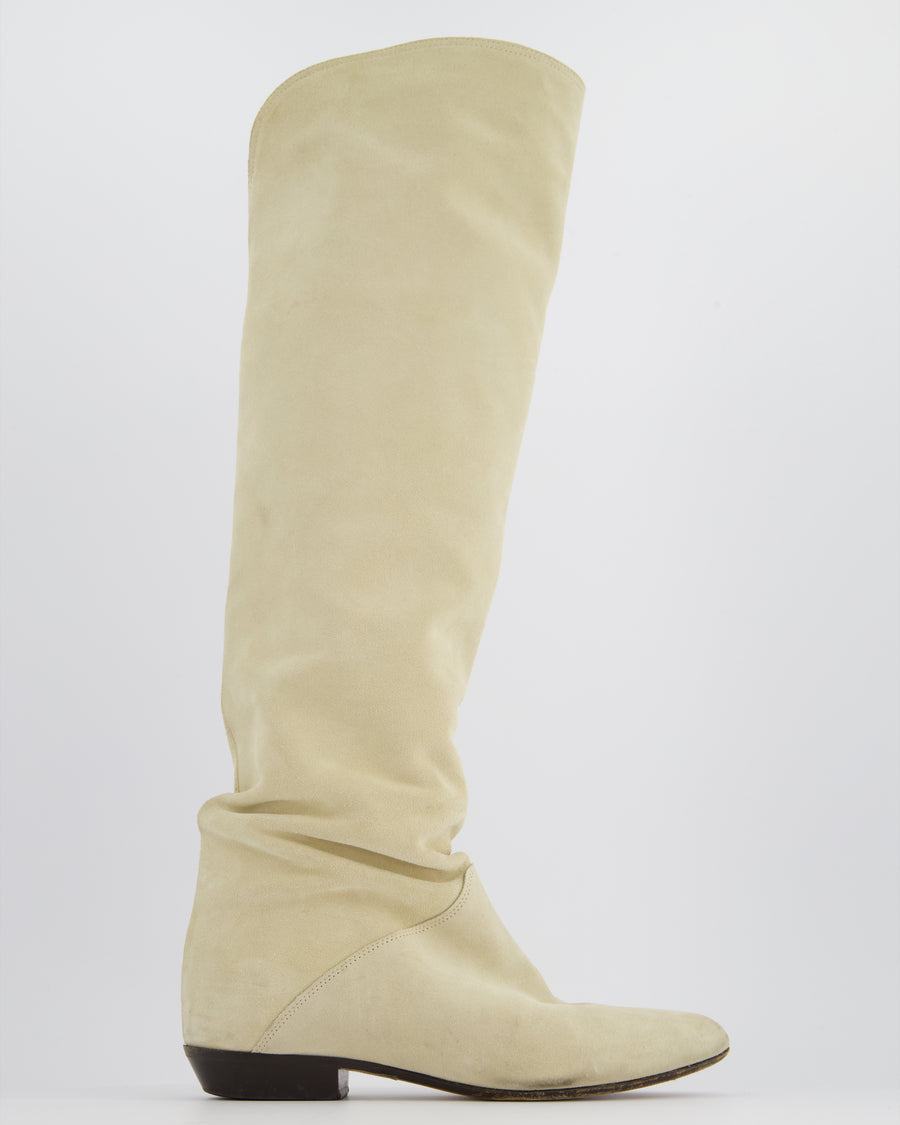 Isabel Marant Light Beige Suede Over-The-Knee Boots Size EU 39