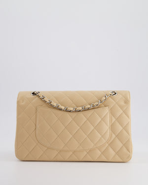 Chanel Beige Medium Classic Double Flap in Caviar Leather with Silver Hardware