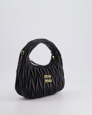 Miu Miu Small Black Wander Matelassé Nappa Leather Hobo Bag with Gold Hardware RRP £1,930