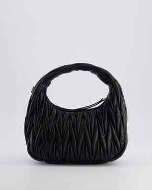 Miu Miu Small Black Wander Matelassé Nappa Leather Hobo Bag with Gold Hardware RRP £1,930