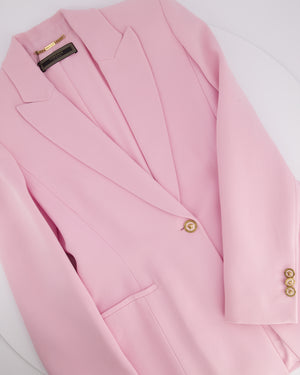 Versace Pink Longline Blazer with Medusa Head Button Details Size IT 42 (UK 10)