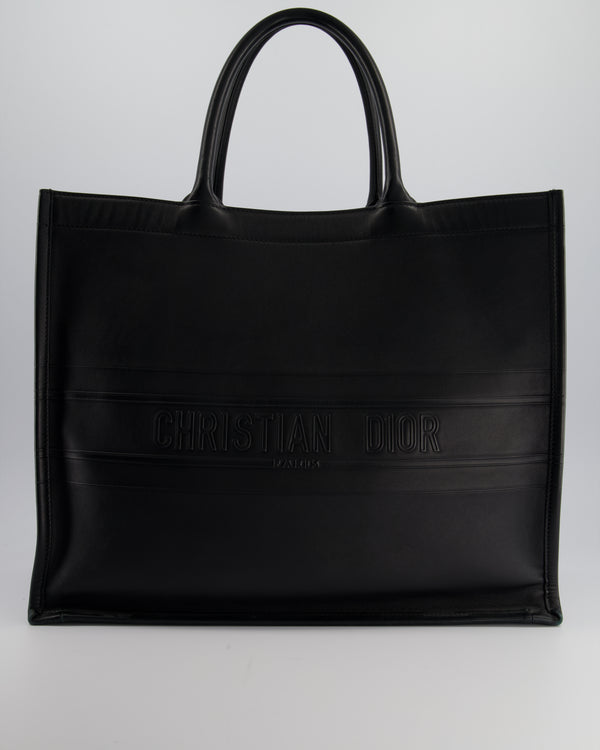 Christian Dior Black Large Book Tote in Calfskin Leather