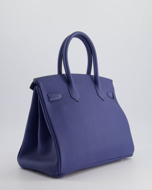 Hermès Birkin 30cm Retourne Bag in Bleu Brighton Togo Leather With Palladium Hardware