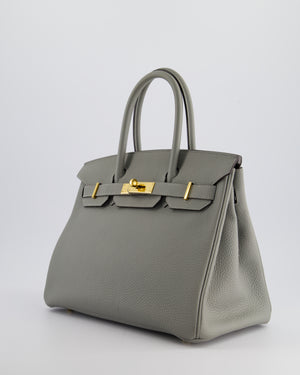 Hermès Birkin 30cm Retourne Bag in Gris Mourette Togo Leather With Gold Hardware