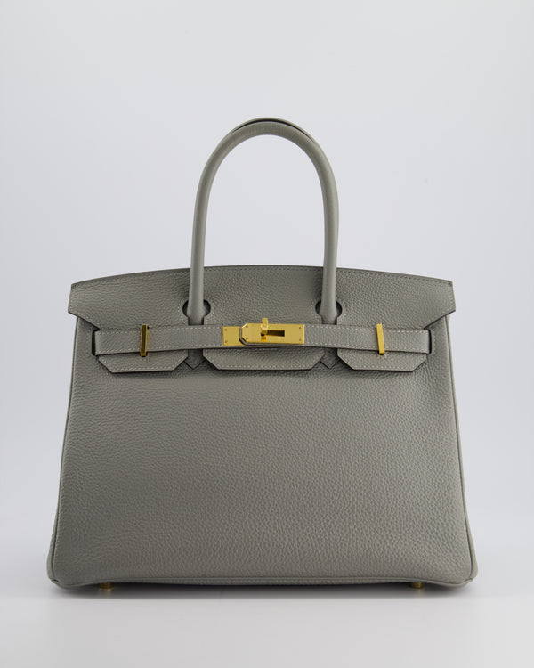 Hermès Birkin 30cm Retourne Bag in Gris Mourette Togo Leather With Gold Hardware