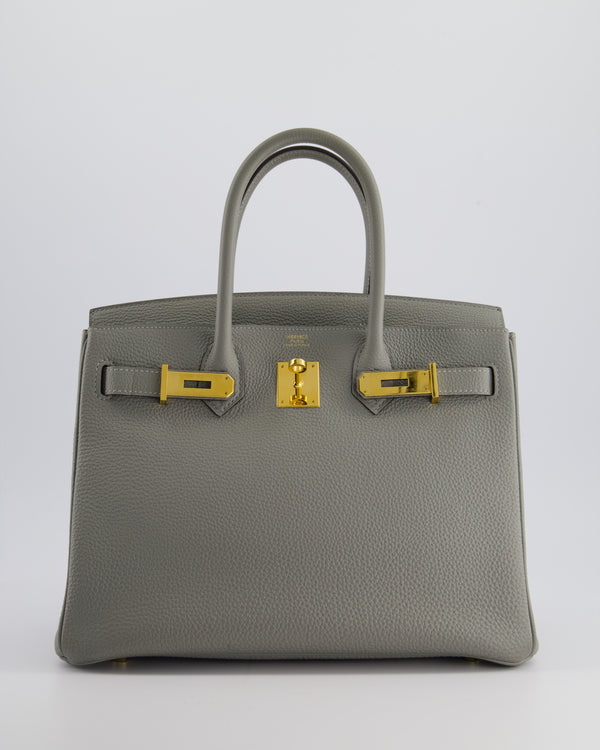 Hermès Birkin 30cm Retourne Bag in Gris Mourette Togo Leather With Gold Hardware