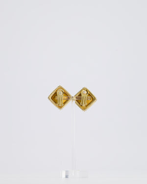 *HOT* Christian Dior Large Gold Squared Crystal Vintage Earrings