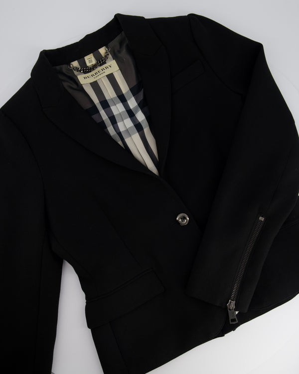 Burberry Black Blazer with Arm and Back Zip Detail FR 38 (UK 10)