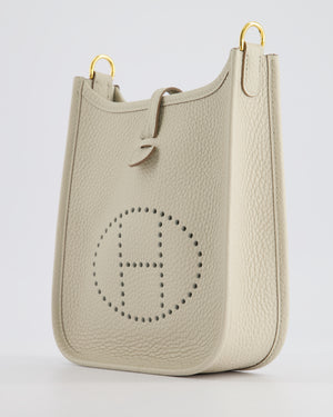 Hermès Mini Evelyne Bag in Beton Clemence Leather with Gold Hardware