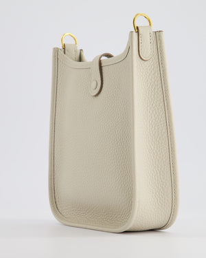 Hermès Mini Evelyne Bag in Beton Clemence Leather with Gold Hardware