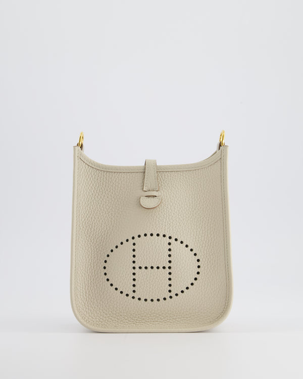 Hermès Mini Evelyne Bag in Beton Clemence Leather with Gold Hardware