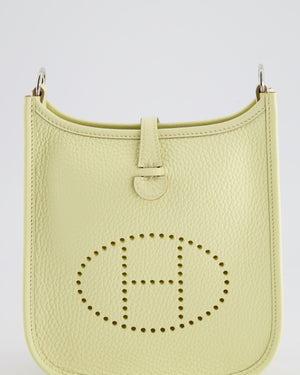 Hermès Mini Evelyne Bag in Jaune Milton Clemence Leather with Palladium Hardware