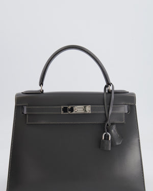 *RARE* Hermès Vintage Kelly 28cm Bag in Graphite Box Leather with Palladium Hardware