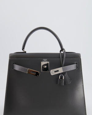 *RARE* Hermès Vintage Kelly 28cm Bag in Graphite Box Leather with Palladium Hardware