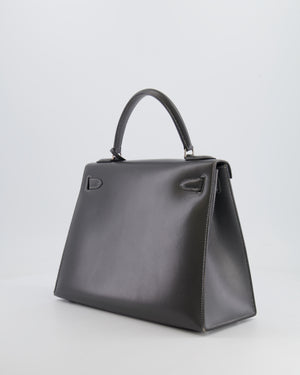 *RARE* Hermès Vintage Kelly 28cm Bag in Graphite Box Leather with Palladium Hardware