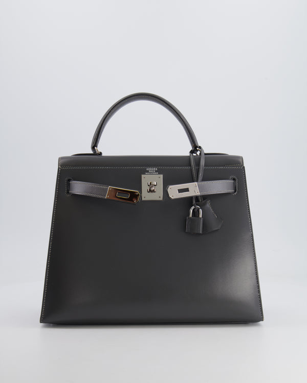 *RARE* Hermès Vintage Kelly 28cm Bag in Graphite Box Leather with Palladium Hardware