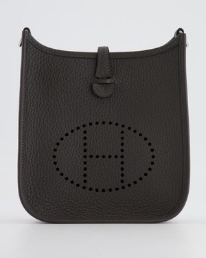 Hermès Mini Evelyne Bag in Dark Bronze Clemence Leather with Palladium Hardware